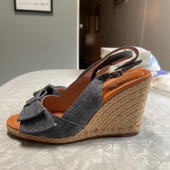 Kate Spade Denim Straw Leather Made in Italy Women’s 7 - Picture 4 of 6